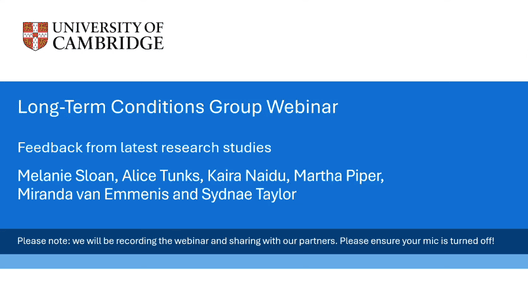Long Tern Conditions Group Webinar